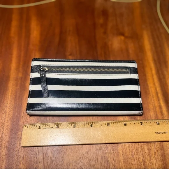 💃 Kate Spade NY Floral Slim Wallet Black Blue Floral Snap A21 - Picture 4 of 11